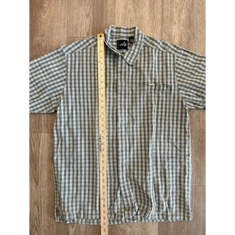 Vintage Y2K Levi Silvertab Mens Large Short Sleeve Button Down Shirt Green